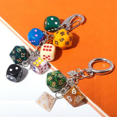 Hiphop Black Dice Keychain Y2K Ins Multi-sided Lucky Dice Keyring Pendant Men Women Car Mobile Phone Backpack Jewelry Gift