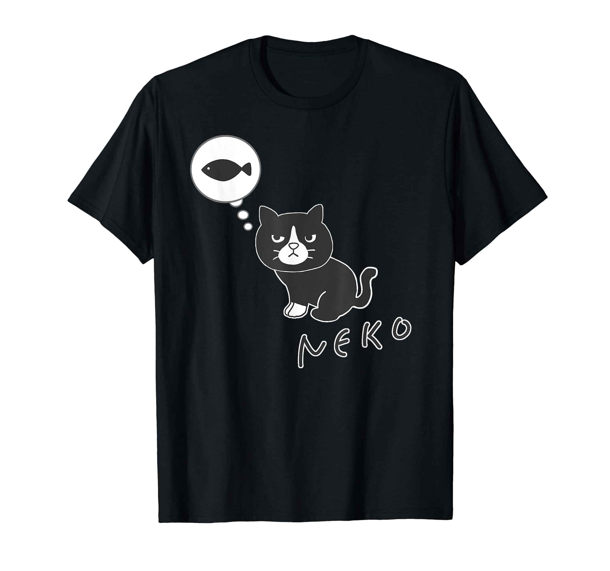 

Cat Calico Fukigen Neko Cat Animal Illustration Fish... [Animal Friends] T-Shirt чёрный