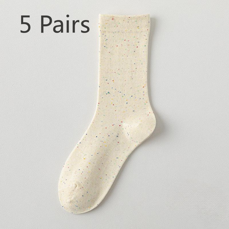 5 Pairs Dot Yarn Socks Candy Coloured Mid-length Boneless Pile Socks Thin Sweat-absorbing Breathable Fashion Cotton Socks