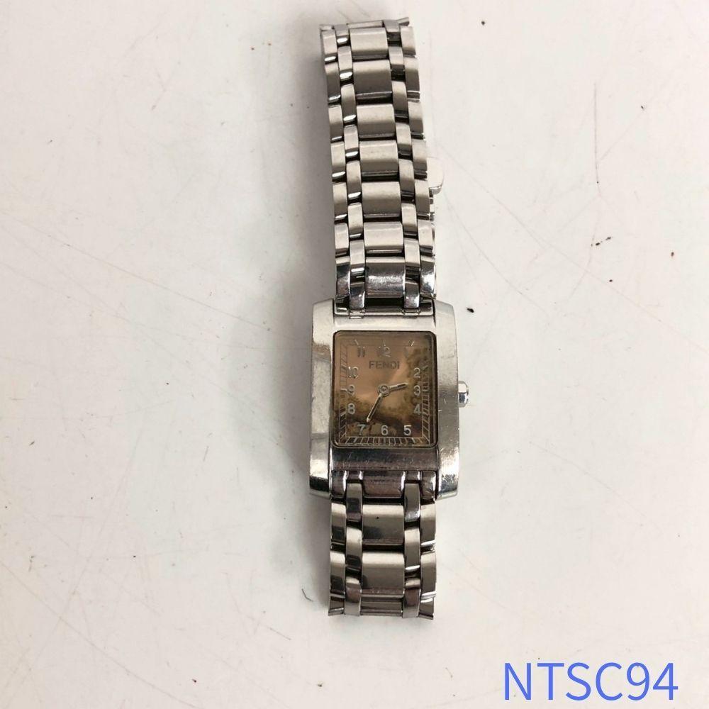 Used FENDI 7000L Classico Watch Quartz Ladies Watch Square Rectangular Silver Zucca Pattern Dial Stainless Steel