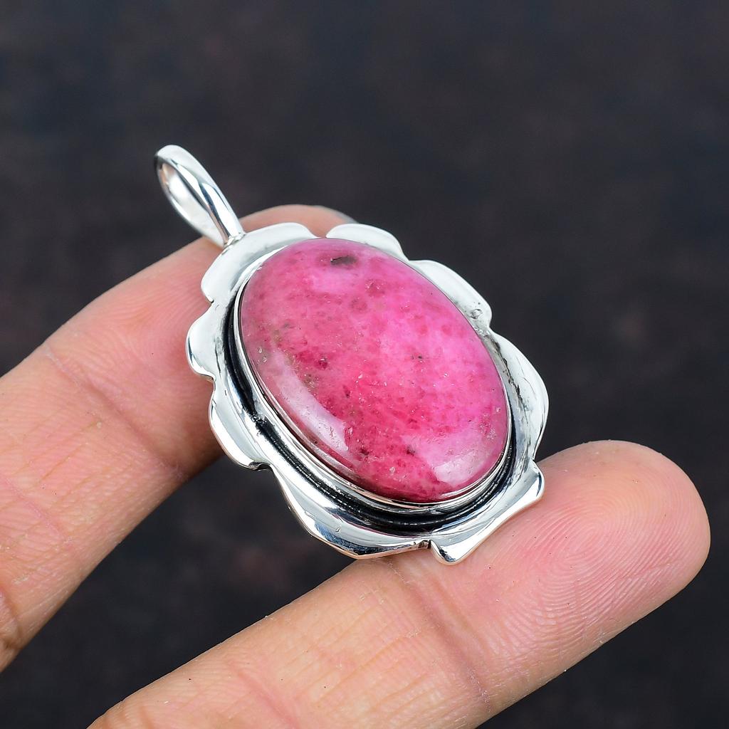 Rhodonite Pendant 925 Sterling Silver Pendant Gemstone Jewelry Handmade Unique Pendant Statement Pendant Gifts for Her Latest Design Jewelry