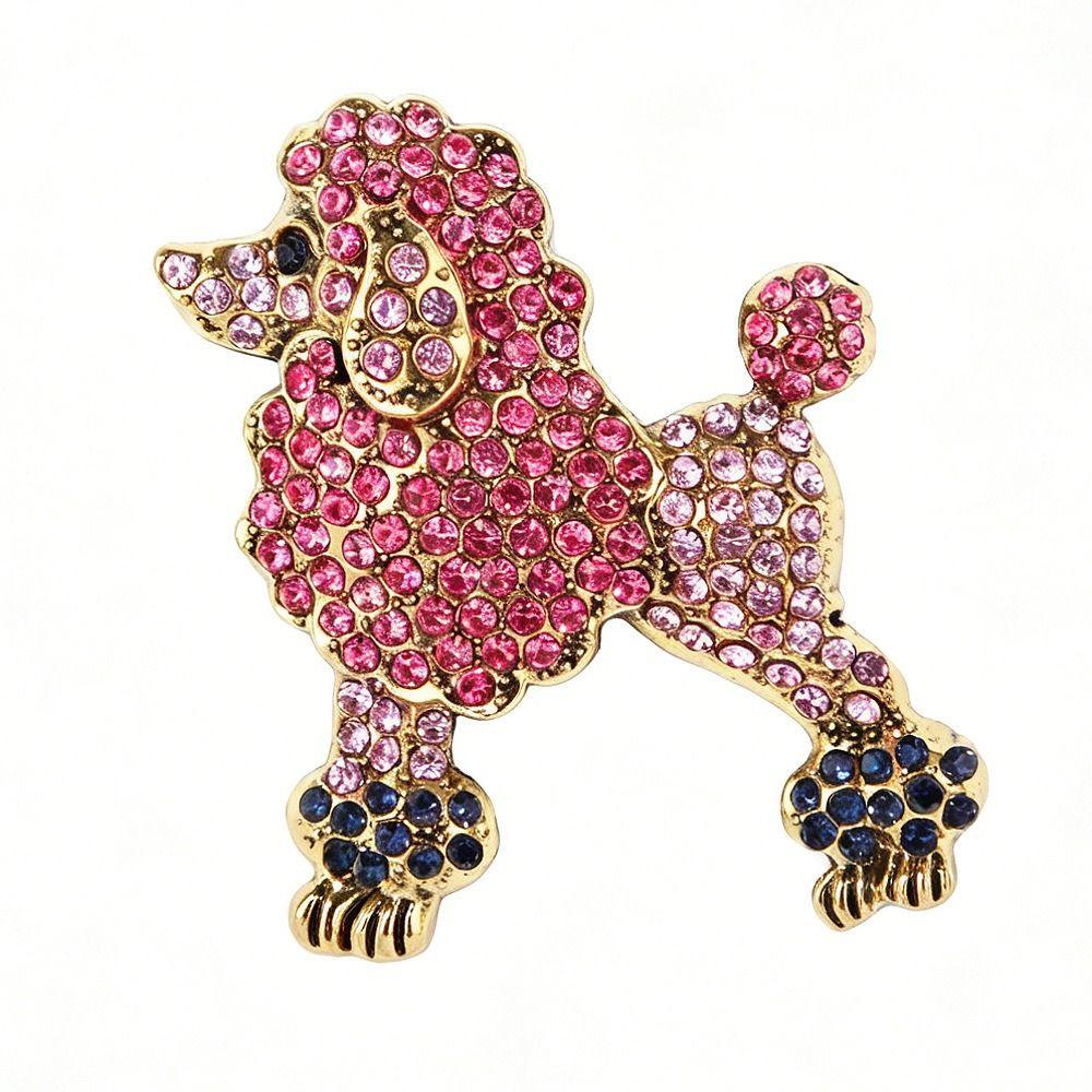 Luxury Animal Brooch Pins Sparkling Jewellery Pins Fashion Poodle Dog Brooches Wedding
