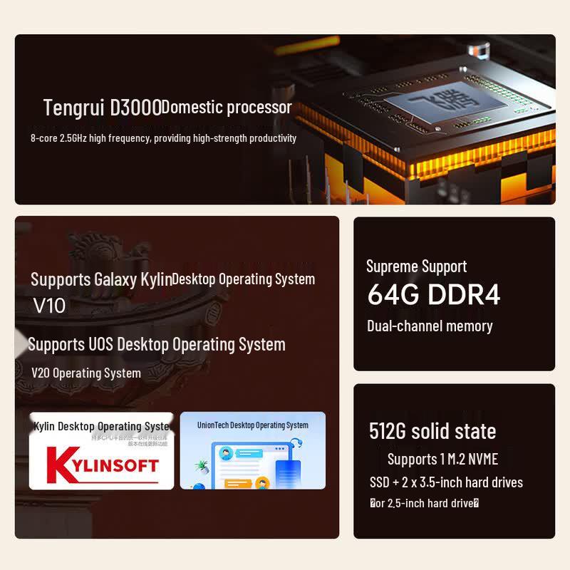 Lenovo Kaitian M740J-91f Business Desktop with Feiteng D3000 (CN Version)