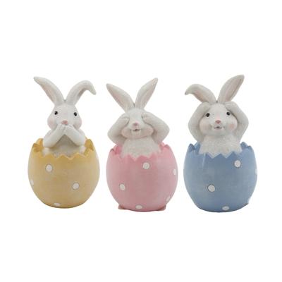 Eggshells Bunnys Easters Decoration Polyresin Rabbit Statue for Home and Farmhouses Spring Decoration