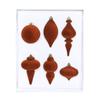 Set of 6 Irregular Mocha Mousse Christmas Tree Flocking Balls