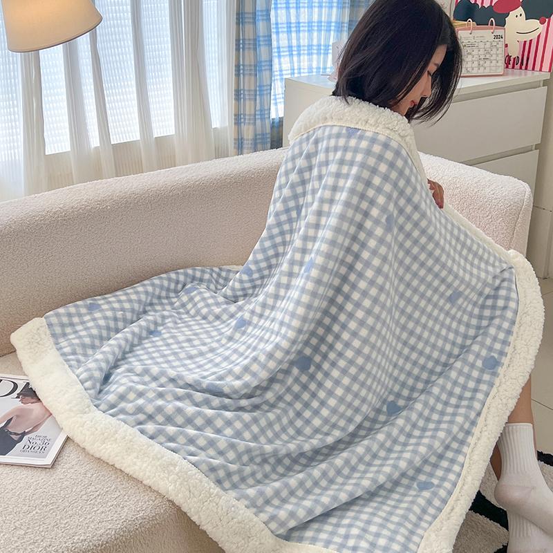 Pink Plaid Thick Blanket Girls Childrens Room Cute Cartoon Animal Bed Blanket Adults Home Travel Autumn and Winter Warm Blankets