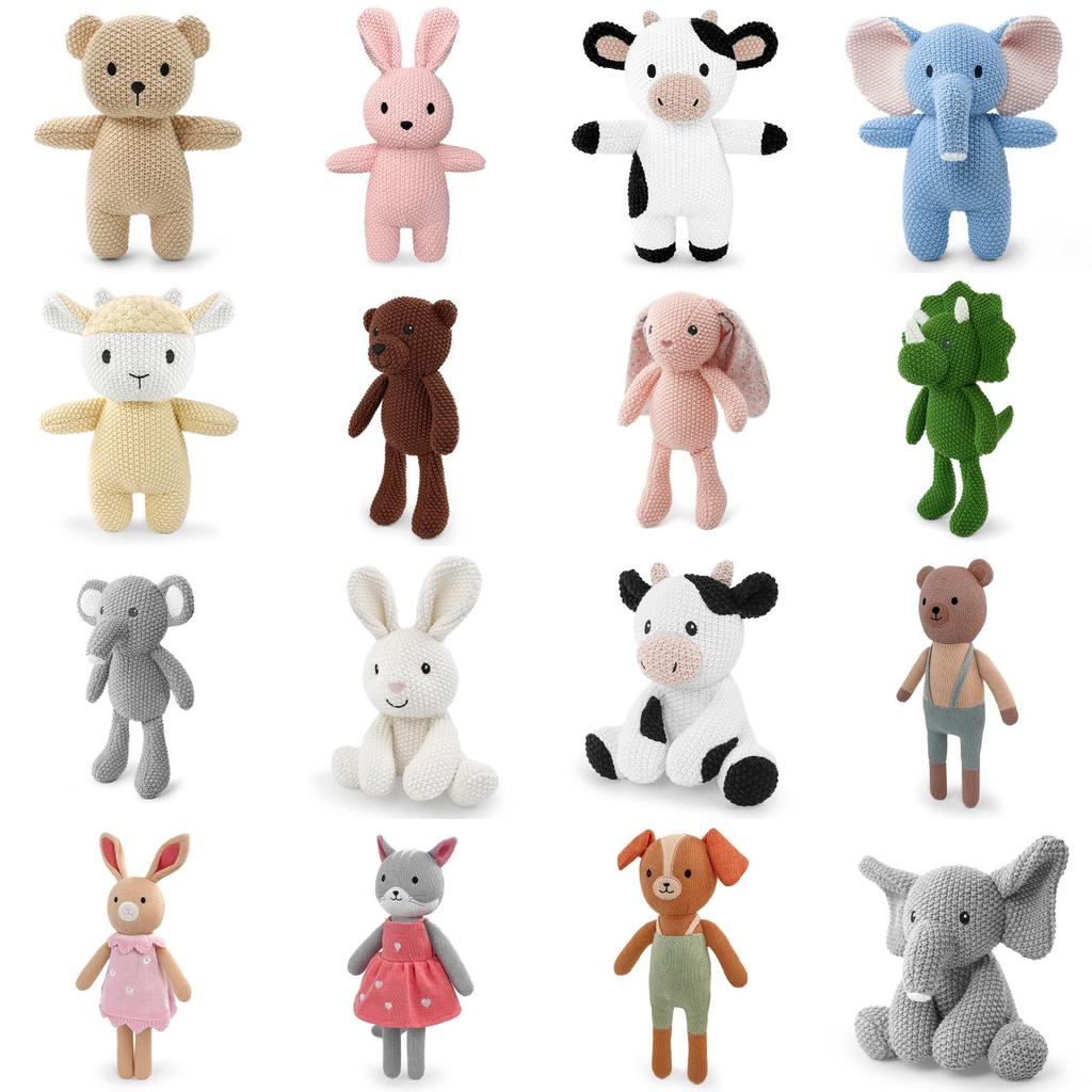 Brinquedo de Pelúcia Elefante de Tricô Para Bebê Conforto Presente Para Crianças