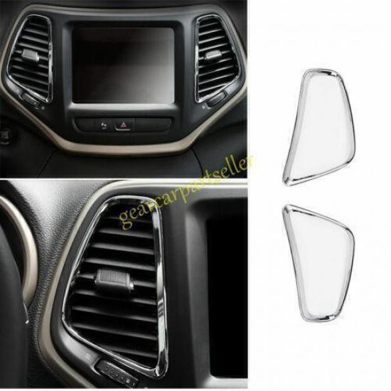 For Jeep Cherokee 14-2018 Bright Chrome Center Console AC Air Outlet Vent Trim