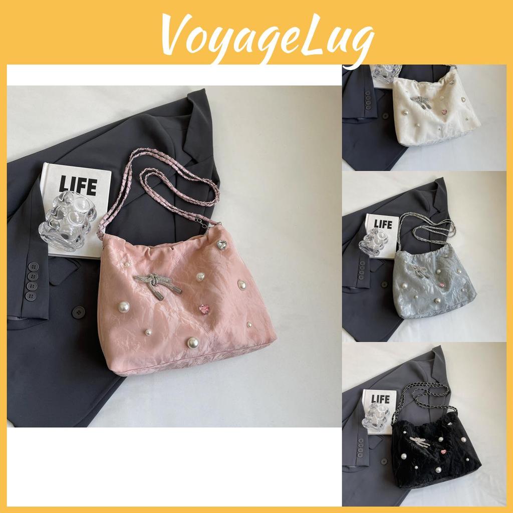 Stylish Korean Fashion Large Capacity Tote Bag For Women In Black Beige Pink Silver