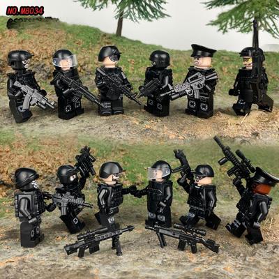 12pcs Black Special Police Small Pellet Human Weapon Piece Accessories To Assemble Children's Building Blocks Toys