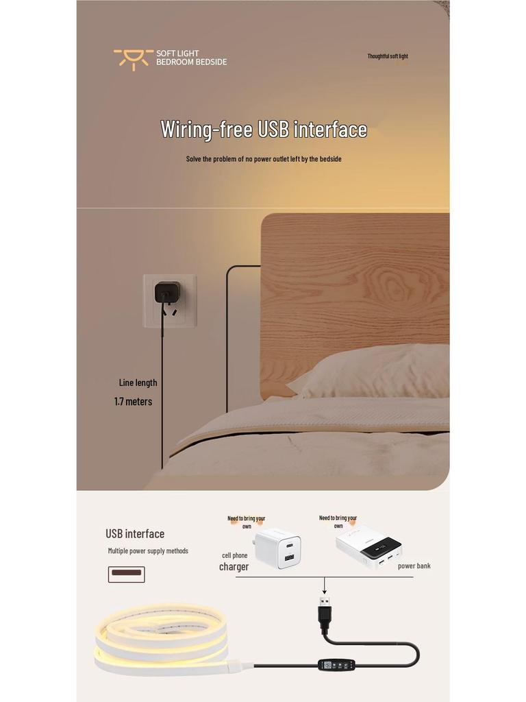 Remote-Controlled Night Light Strip for Eye Protection and Bedroom Ambience