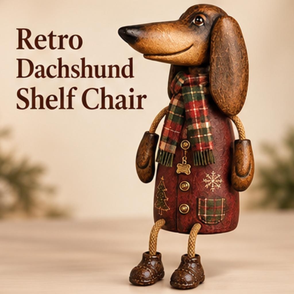 Retro Christmas Dachshund Bookshelf Chair Desktop Decorative Ornaments 1PCS