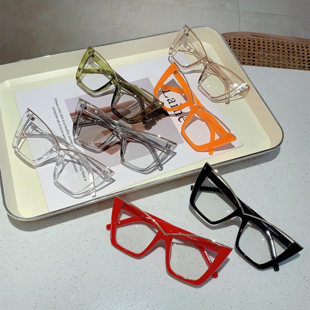 Oversized Cat Eye Glasses Women Trendy Vintage Blue Light Blocking Eyewear Brand Design Chic Non-prescription Eyeglasses
