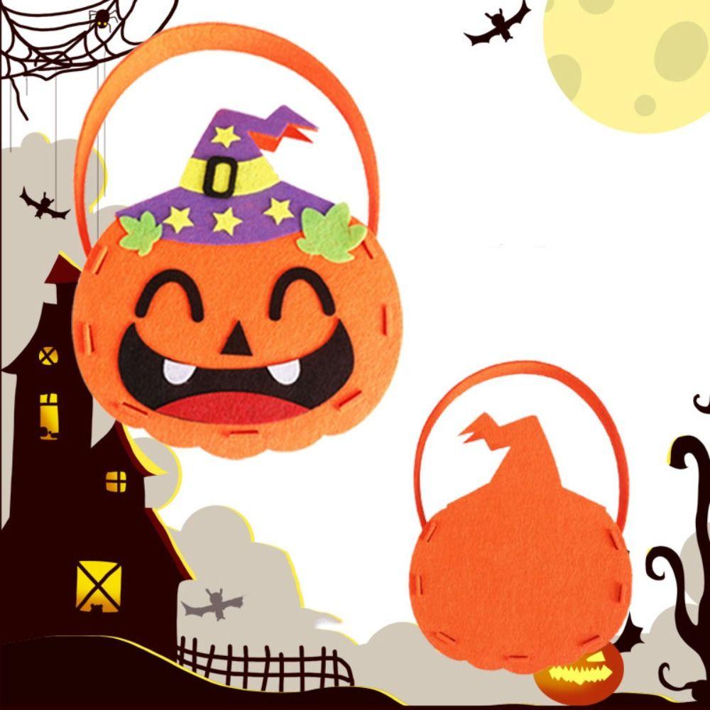 4pcs Pumpkin Halloween Candy Bag Cartoon Gift Basket Tote Bag Portable Storage Bucket For Kids