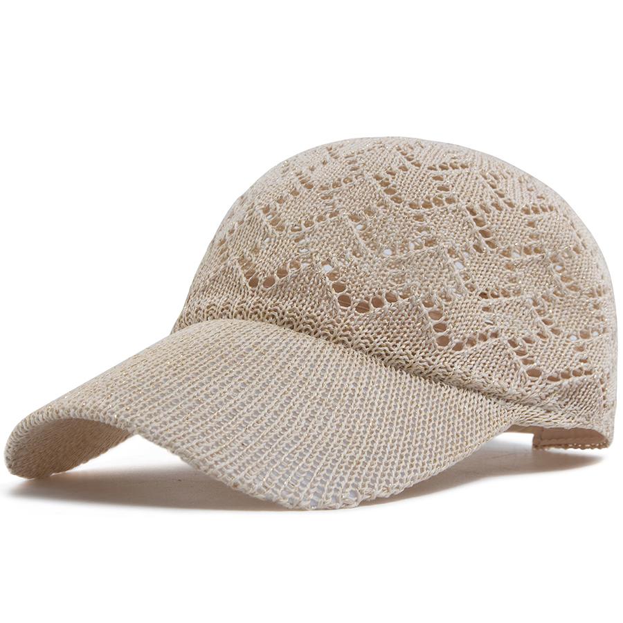 Casquette de Baseball en Tricot Creux Diamant pour Femmes, Visière Solaire en Maille d'Été, Casquette de Camionneur Vintage Décontractée pour Femme, Snapback pour Dame, Pour l'Extérieur Adjustable beige