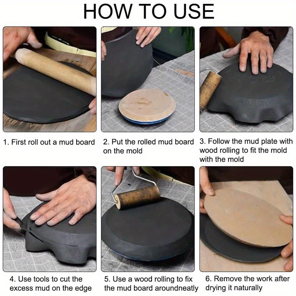3 Stück 3 Stil Runde Töpferwerkzeuge Keramikplattenform Holzdichteplatte Drucken Rohling Abisolieren Tonplatte