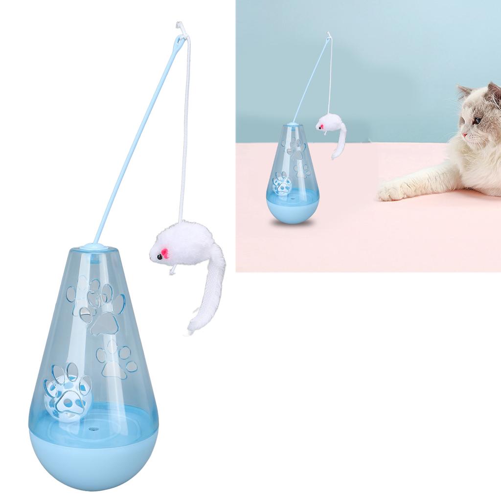 Cat Roly Poly Toy Cat Built in Bell Ball Interactive Snack Toy with Plush Mouse Cat Stick for