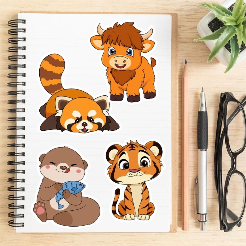 8Pcs Different Animals Theme Selfs Adhesive Vinyls Decals For Electronics Customization Waterproof Scratch Resistant