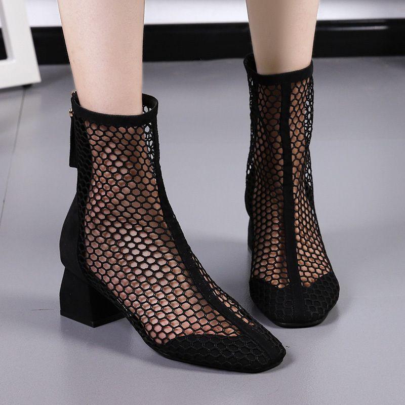 Summer outer wear bag toe thick heel sandals fashion fairy Korean version hollow high heel cool boots trendy versatile lady boots summer