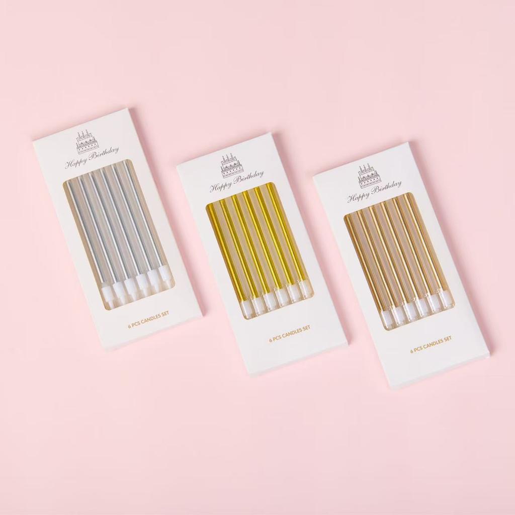 Birthday Cake Candle Pencil Straight Rod Gold Plated Baking Candle Slim Candle Baking Packaging Decoration