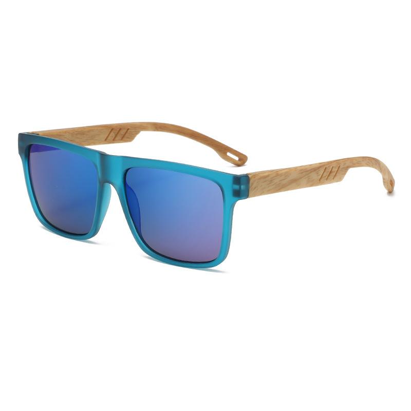 New Square Casual Sunglasses Wood Grain Spring Hinges UV400 Protection Unisex Outdoor Daily Eyewear