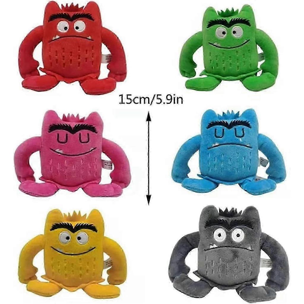Monster Plüschtiere, Mein emotionales kleines Monster Cartoon-Puppe, Blau/rotes Monster Plüschtier, Farbe Plüschpuppen Set-1set 6 Stück