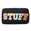 Casual Toiletry Bag Embroidery Letter Patch Travel Organizer Portable Zipper Female Cosmetic Bag Waterproof Nylon for Lady Girls