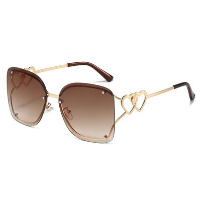 JYL Rimless Heart Square Sunglasses UV400 Unisex Designer Trendy Shades / 3776