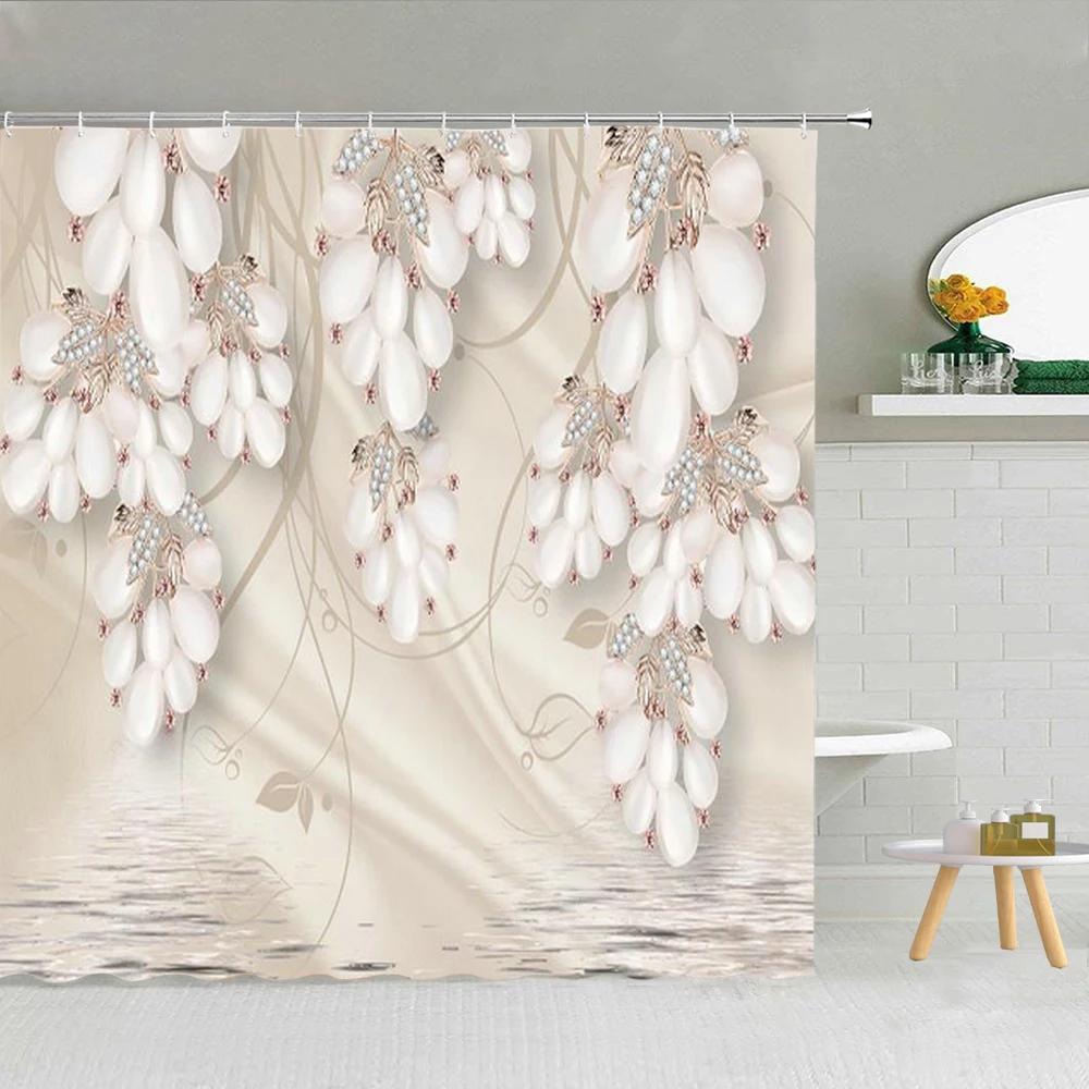 

Chinese Style Luxury Diamond Flower Shower Curtain Polyester Waterproof Fabric Bathroom Curtains With Hooks Bath Mat 3D Printed W60H190(CM)-1 Pcs