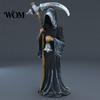 Gothic Santa Claus Figurine Grim Reaper Statue, Resin Hooded Figurine, Spooky Tabletop Ornament Mystical Outdoor Statue with Sickle And Bell