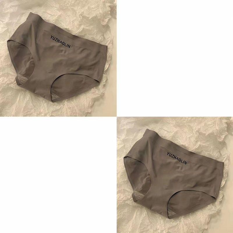 

Бесшовное женское нижнее белье из ледяного шелка, чистохлопковая ластовица, средняя посадка, минималистичный стиль, антибактериальное, дышащее, сексуальные трусы-слипы больших размеров Grey + Grey M [75-100]]