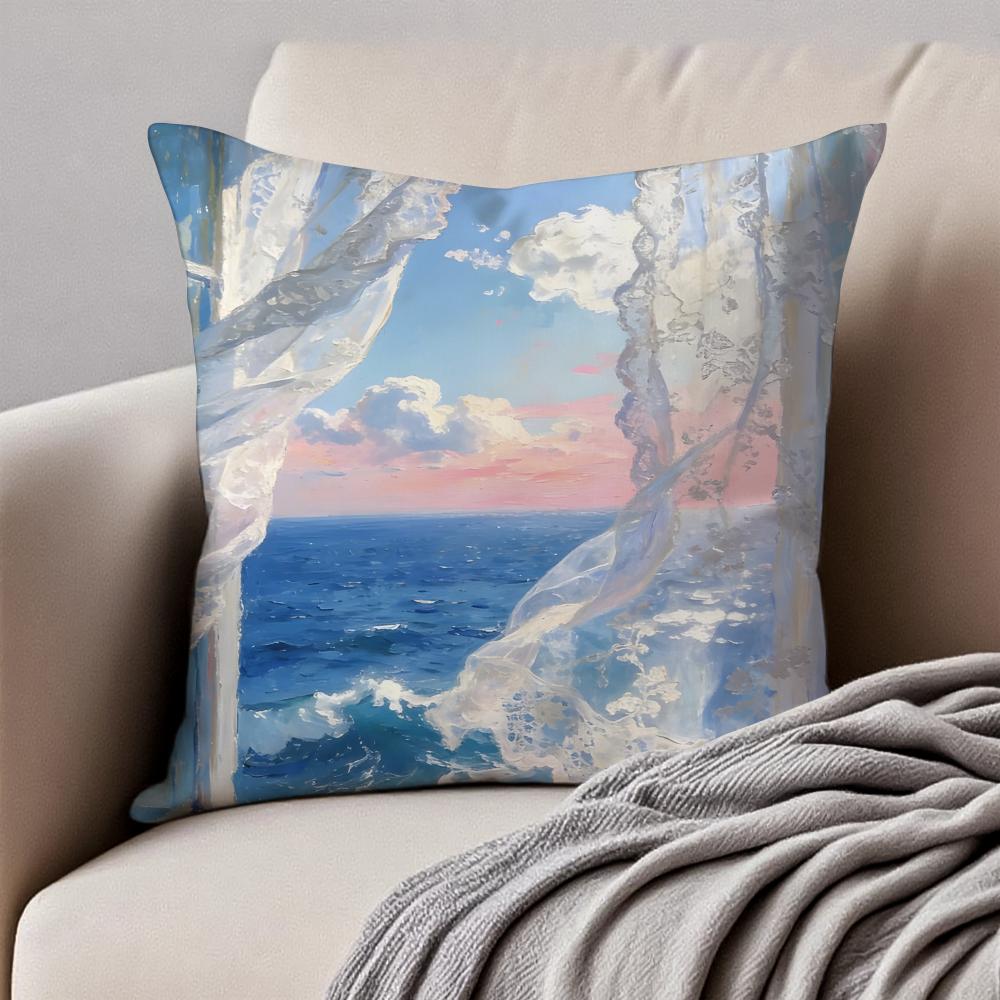 LLovely atmospheric vibe Cushion Cover Pillowcase Antidustmite Invisible Zipper Short Plush Sofa Cushion
