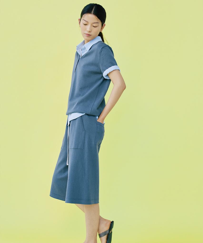 Diale Refine Bermuda Pants - Blue Grey