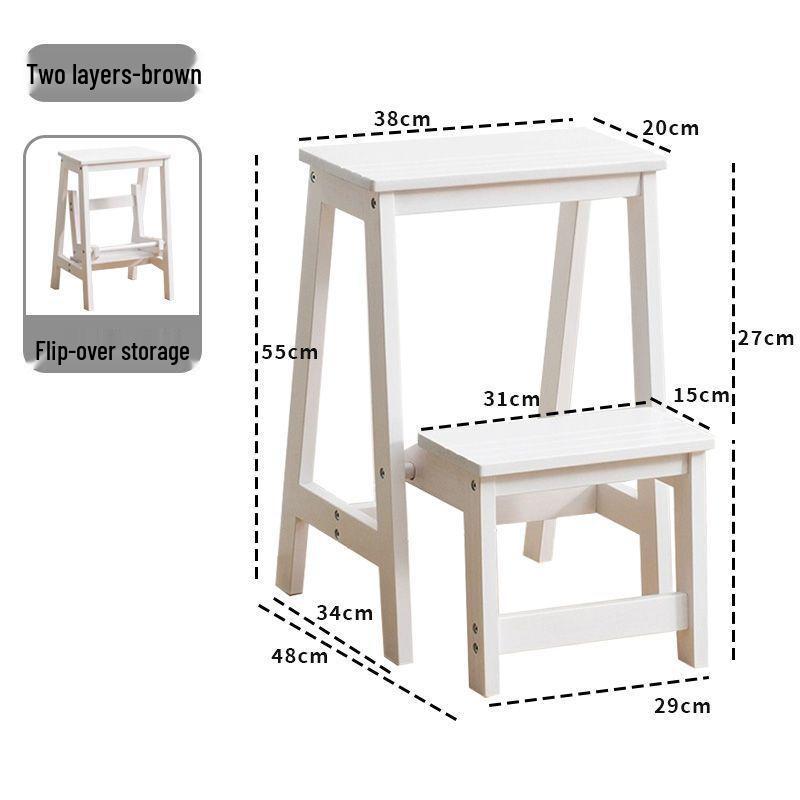 Solid Wood Folding Ladder Chair: Dual-Use Step Stool & Indoor A-Frame Ladder