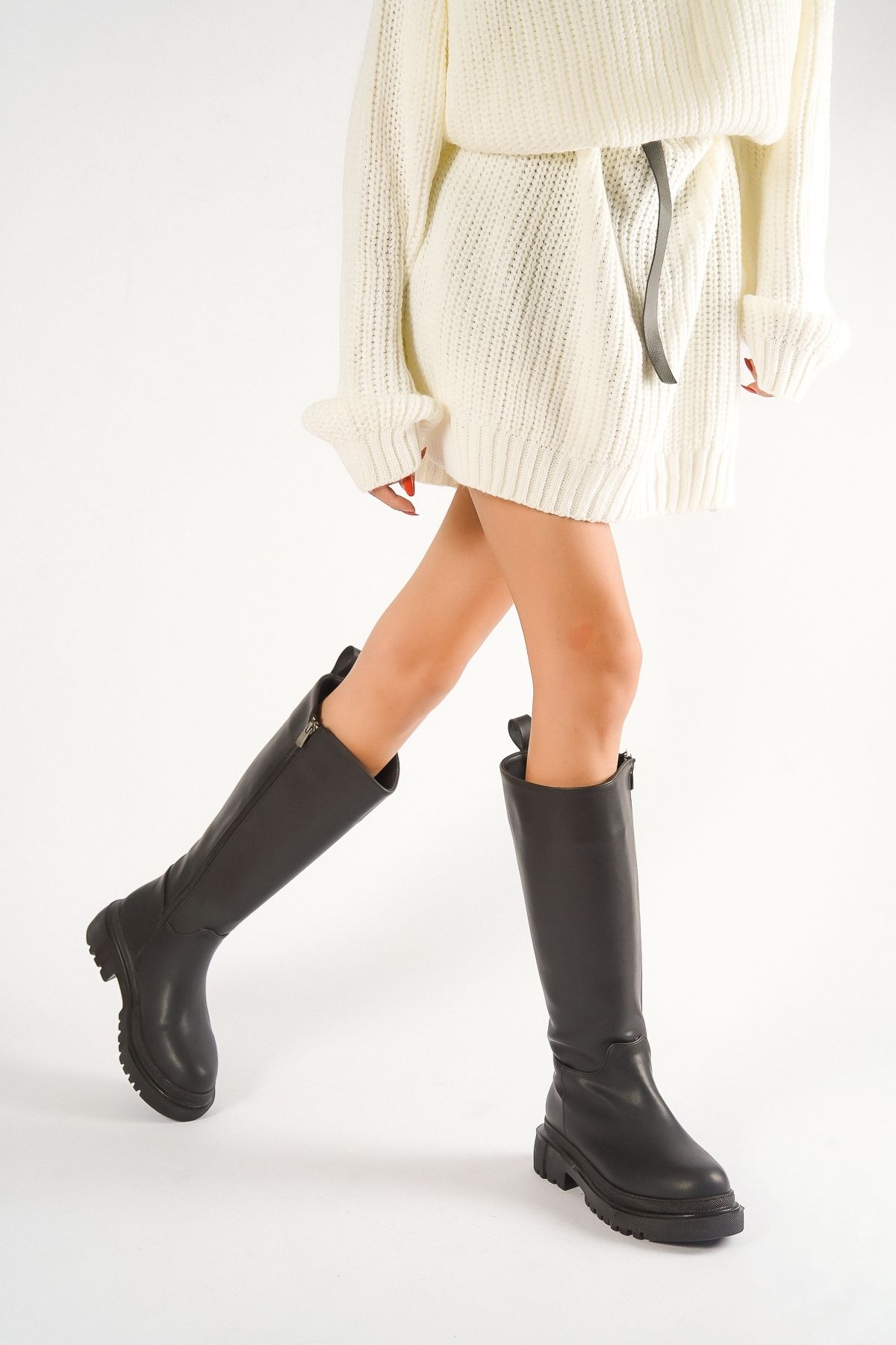 

Women Modern Stylish Fashion Boots Boots Faux Leather Black Leather Pull On Casual Boots 36