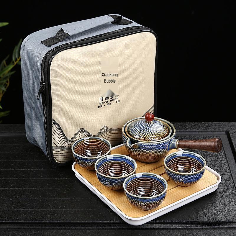 Portable Ceramic Travel Tea Set with Automatic Kung Fu Tea Maker - Business Gift