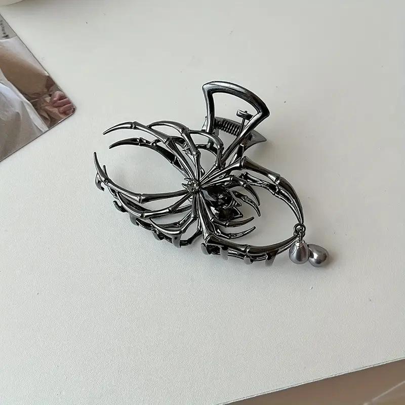 

Готическая заколка для волос черного цвета из сплава в форме паука, клипса-краб для волос для женщин, модные зажимы-акулы, аксессуары для волос на Хэллоуин