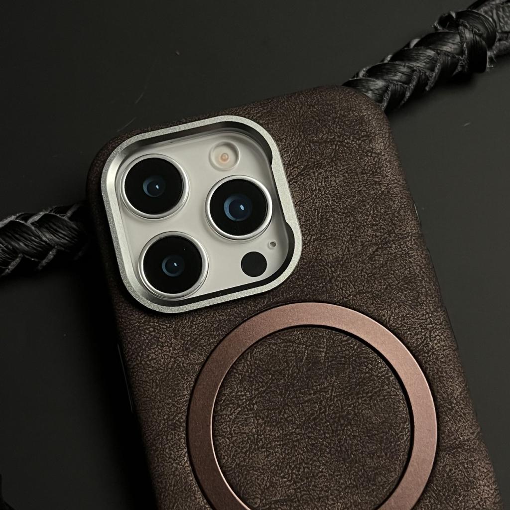 Applicable to iPhone17PROMAX business leather magnetic mobile phone case Apple 16 advanced sense anti-drop protective case 15