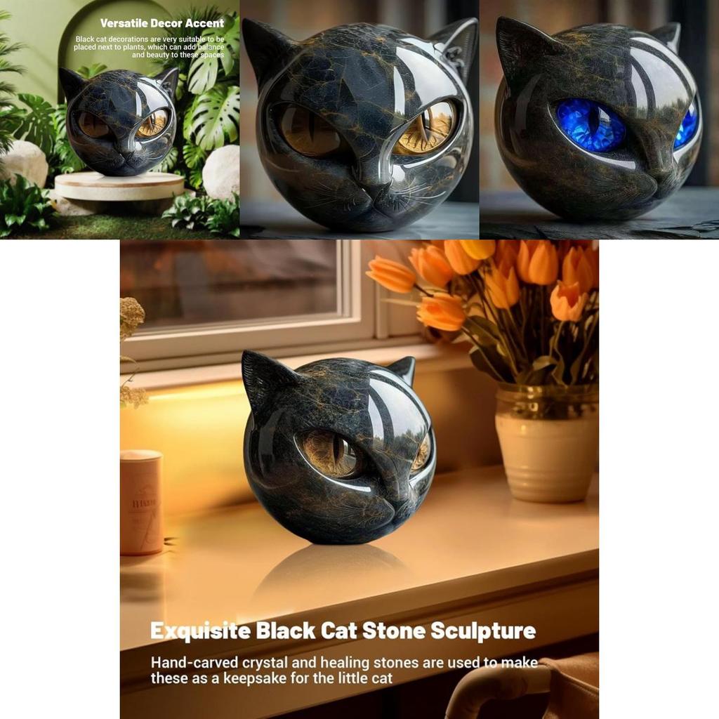 Creative Stone Patterned Cat Resin Ornaments For Party Decor And Giftgiving