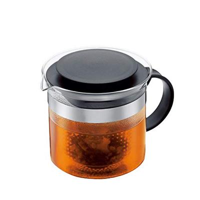 BODUM Bistro Nouveau Teapot, 1000ml, Black. Suitable for Black Tea, Green Tea, Chinese Tea, Herbal Tea, and Fruit Tea. Includes Plastic Filter and Gla