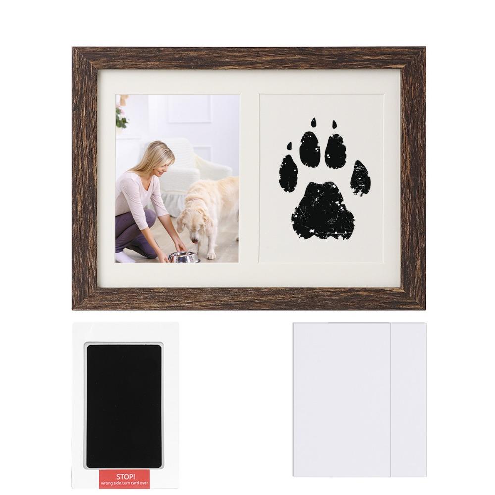 Clean-Touch Ink Pad Pet Paw Print Kit Wooden Paw Print Photo Frame  for Pet Lovers