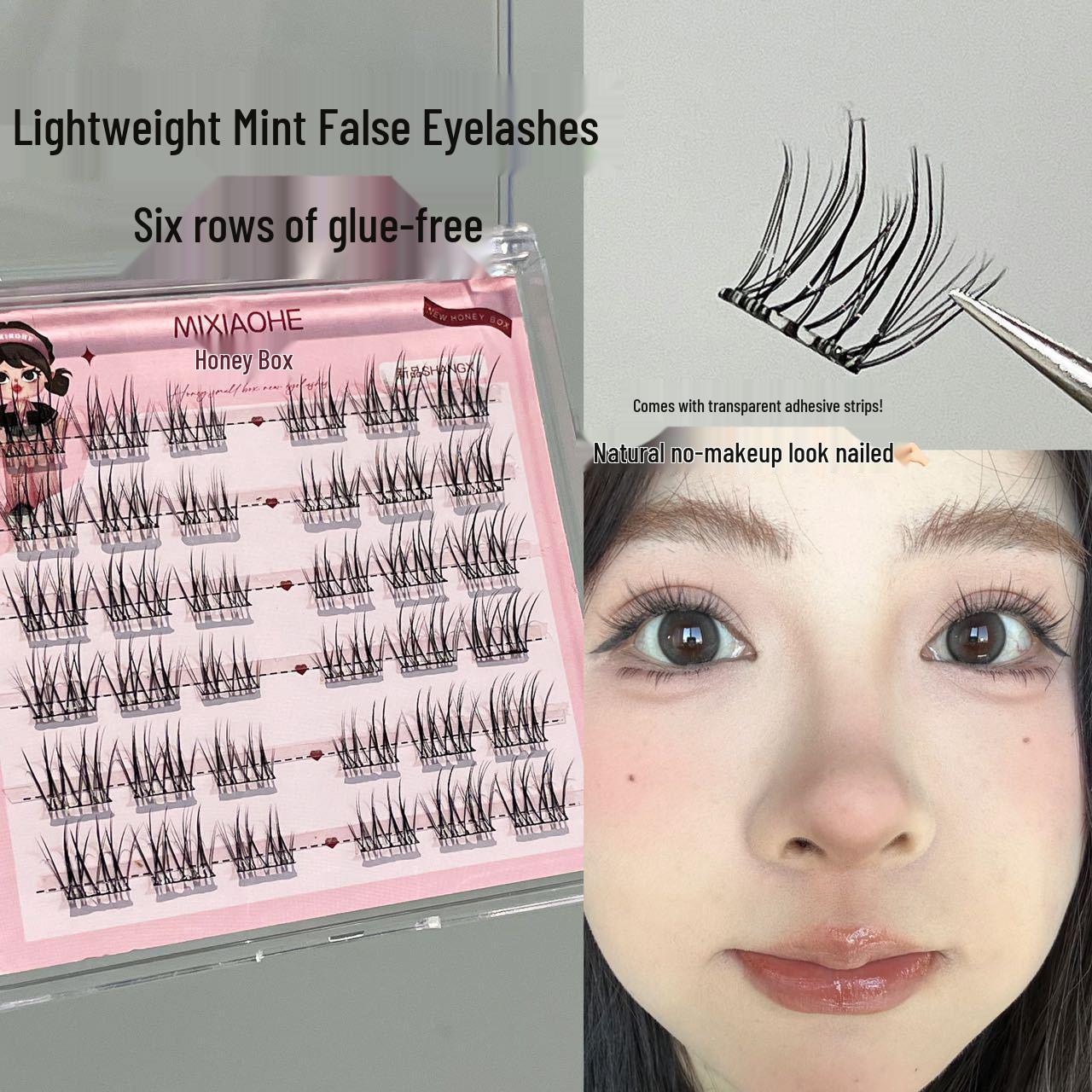 

Honey Box Light Mint Super Fine False Eyelashes - No Makeup, Mother s Own, Beginner Fairy Segment Eyelashes