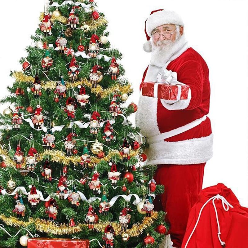 12PCS/PACK Christmas Tree Pendant Christmas Soldier Colorful Decoration Wood Holiday Ornament