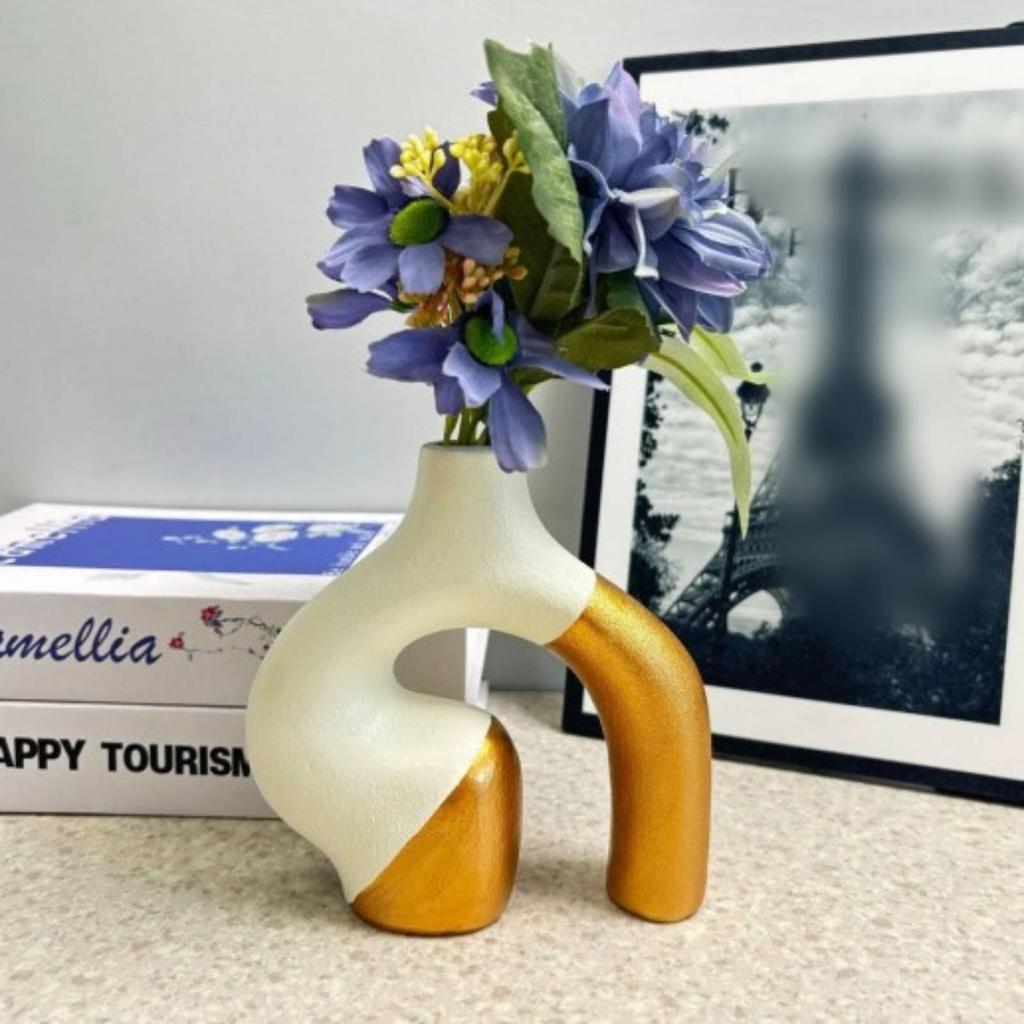 Abstract Vase Decorative Hollow Sculptural Flower Holder for Art Lovers, Living Proponents,