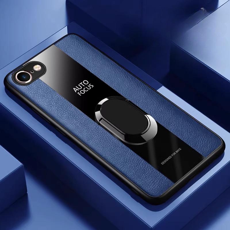 

Для iPhone 16E 16 E Магнитный чехол-подставка с кольцом для iPhone SE 4 2025 5G Роскошный чехол из искусственной кожи с мягким силиконовым противоударным покрытием For iPhone 16E синий