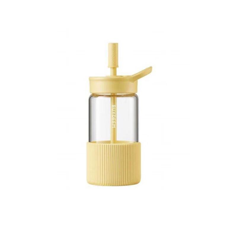 Buydeem Portable Glass Straw Water Bottle