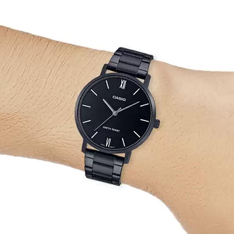 Casio Standard Series Classic Minimalist Quartz Movement Stainless Steel Strap Watch Men Watches Black MTP-VT01B-1B