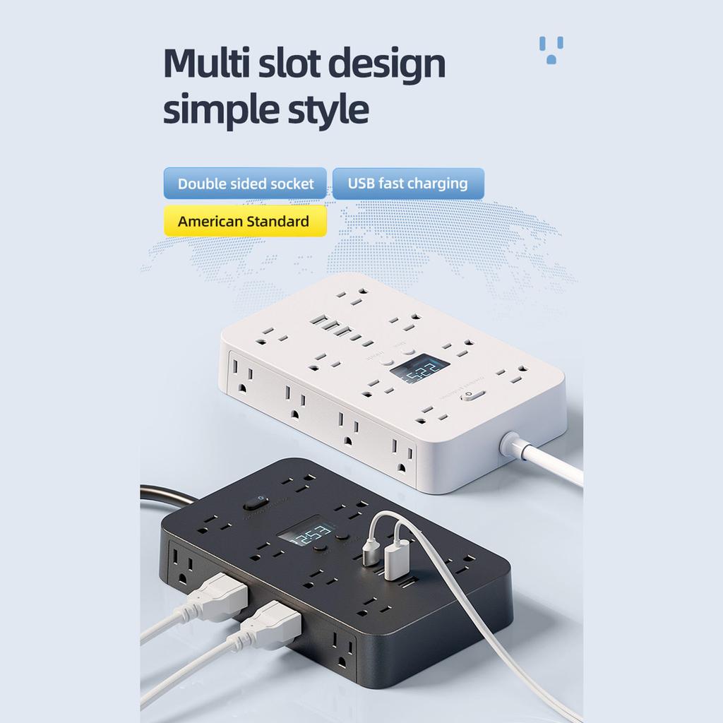 Household 16 Outlets Extender Double Side Outlet Power Strips With USB Port Desk Charging Station for Multiple Devices