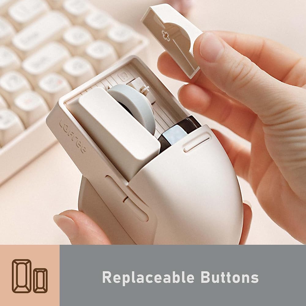 Lofree Touch Wireless Mouse Light Gray Retro Design 4000 DPI Bluetooth USB Receiver