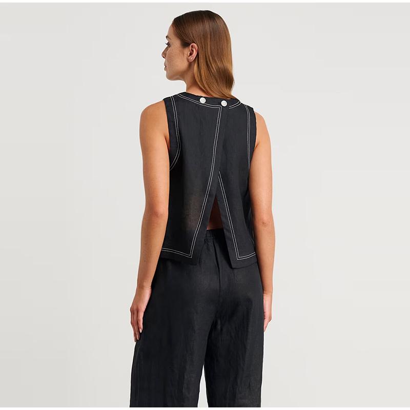 Cotton Linen Vest Pants Set Women's Outfit Solid Color Wide Leg Long Pants Sleeveless Top Casual Suit 2025 Spring Summer New Pant Sets